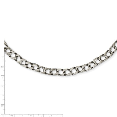 Stainless Steel Polished 24 inch Square Link Necklace