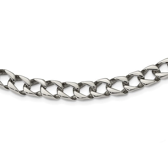 Stainless Steel Polished 24 inch Square Link Necklace