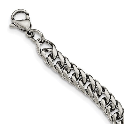 Stainless Steel Polished 24 inch Double Curb Chain Necklace
