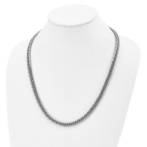 Stainless Steel Polished 24 inch Double Curb Chain Necklace