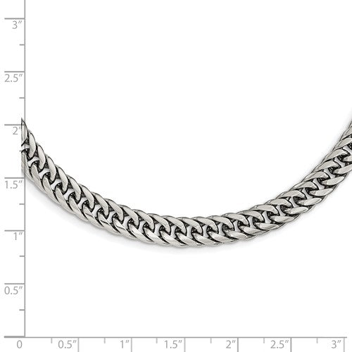 Stainless Steel Polished 24 inch Double Curb Chain Necklace
