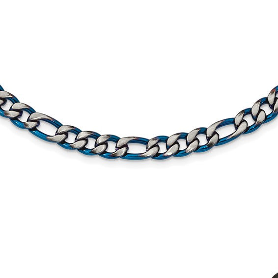 Stainless Steel Brushed and Polished Blue IP-plated 7.5mm