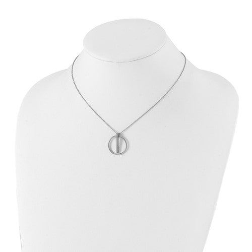 Stainless Steel Polished with Preciosa Crystal Pendant on a 16 inch Cable Chain with a 2 inch Extension Necklace - Bijouterie Classique