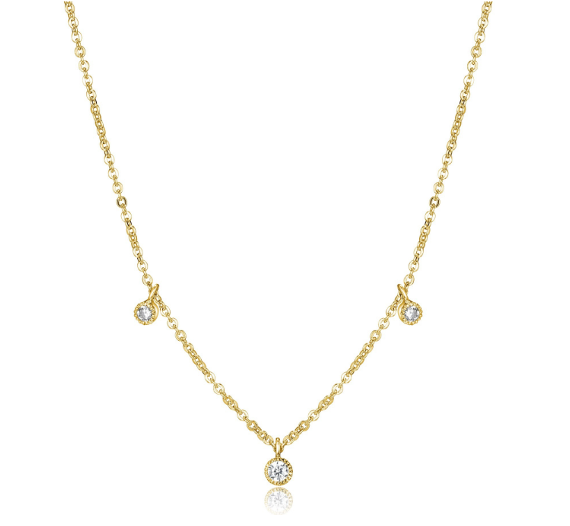 Round milgrain 3stone necklace