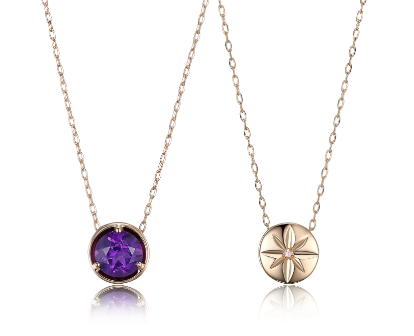 Celebration Gems 10K gold genuine reversible birthstone necklace with genuine diamond. 18"