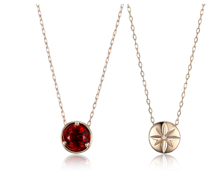 Celebration Gems 10K gold genuine reversible birthstone necklace with genuine diamond. 18"