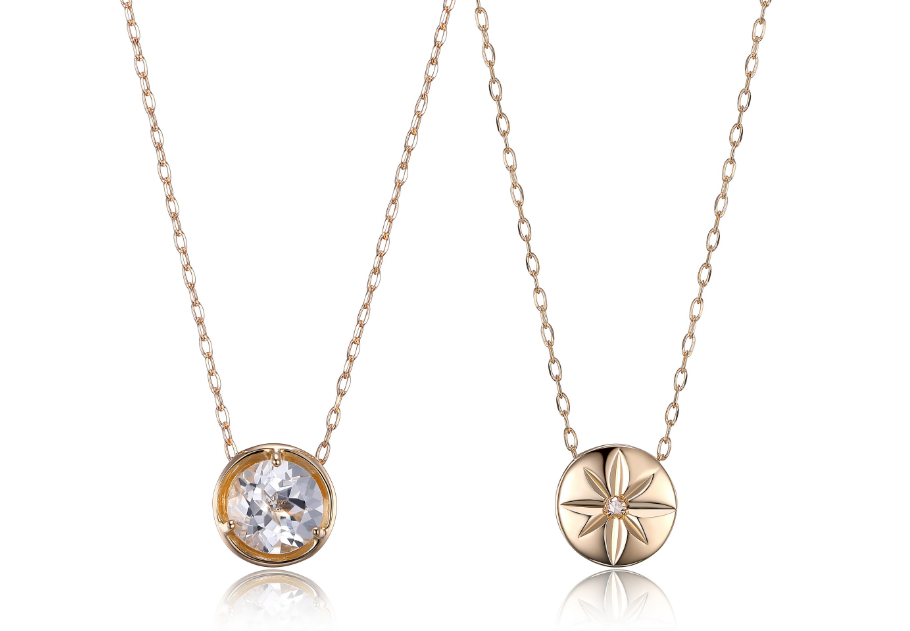 Celebration Gems 10K gold genuine reversible birthstone necklace with genuine diamond. 18"