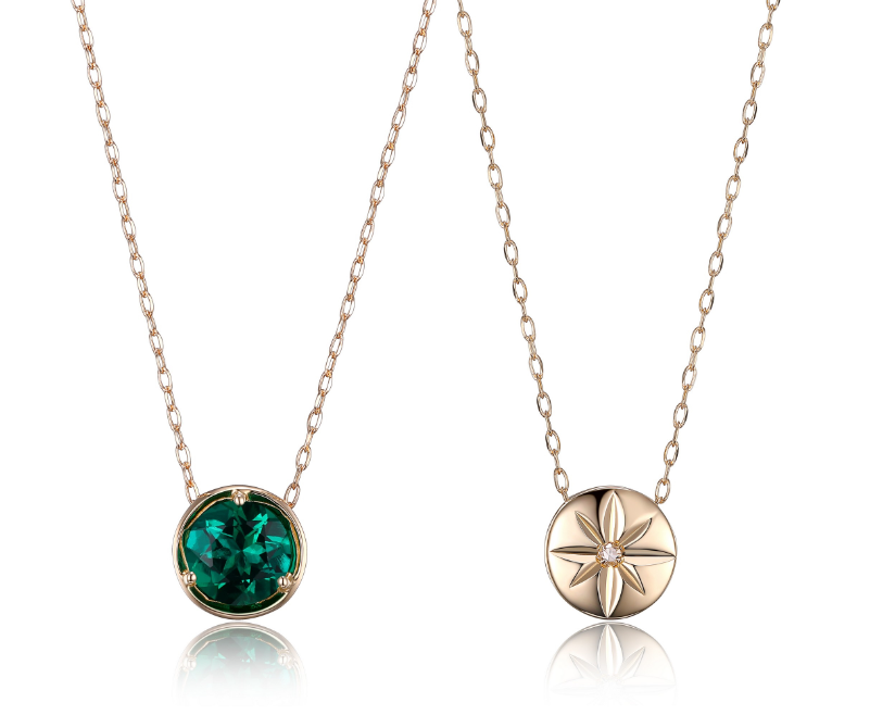 Celebration Gems 10K gold genuine reversible birthstone necklace with genuine diamond. 18"