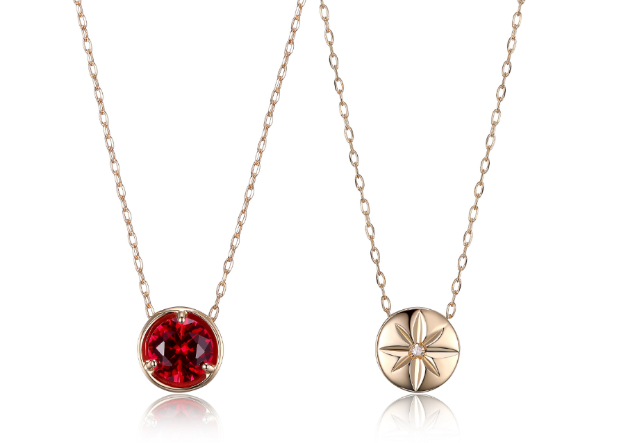 Celebration Gems 10K gold genuine reversible birthstone necklace with genuine diamond. 18"