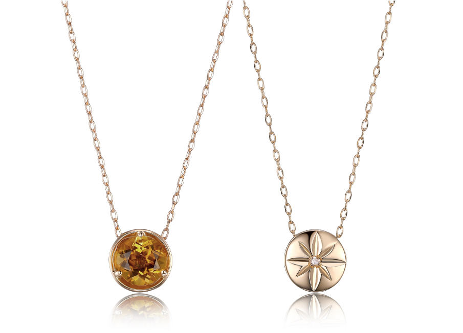 Celebration Gems 10K gold genuine reversible birthstone necklace with genuine diamond. 18"