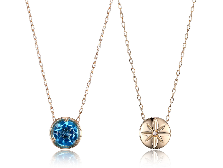 Celebration Gems 10K gold genuine reversible birthstone necklace with genuine diamond. 18"