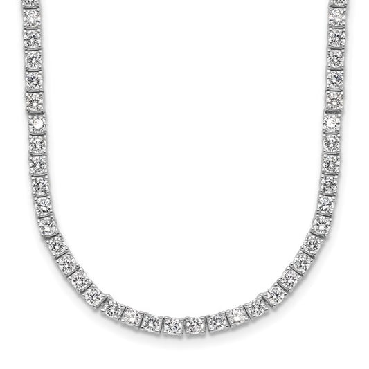 Sterling Silver Rhodium-plated Brilliant-cut CZ 18 Inch Necklace