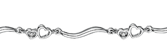 Eternal Grace: 10K White Gold Diamond Heart Bracelet