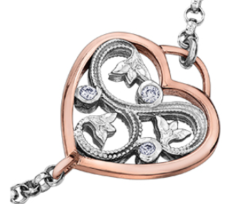 Heartfelt Harmony: 14K White and Rose Gold Diamond Bracelet