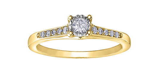 0.20ct T.W. 10KT Yellow & White Gold Engagement Ring - Bijouterie Classique