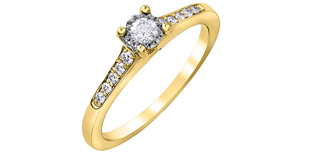 0.20ct T.W. 10KT Yellow & White Gold Engagement Ring - Bijouterie Classique