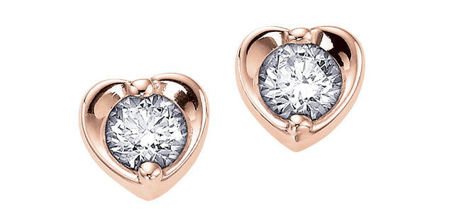 10K Rose Gold .33ct T.W. Diamond Heart Stud Earrings - Bijouterie Classique