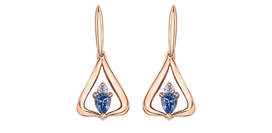 14K Rose Gold 4x3mm Tanzanite Stude Earrings - Bijouterie Classique