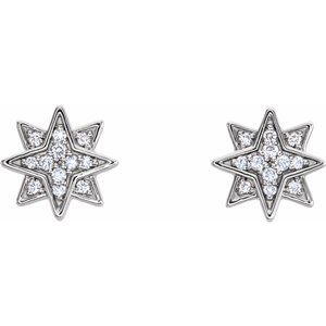 14K White .08 CTW Natural Diamond Star Earrings