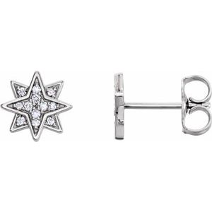 14K White .08 CTW Natural Diamond Star Earrings