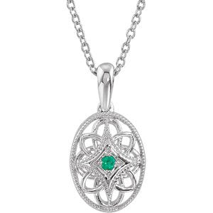 Sterling Silver Emerald 18" Necklace - Bijouterie Classique