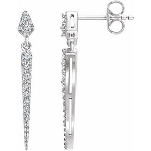 14K White 1/4 CTW Natural Diamond Spike Earrings 