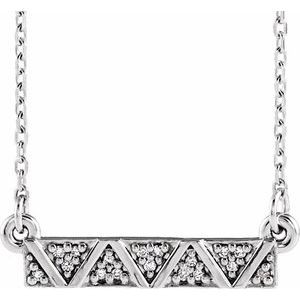 14K White .04 CTW Natural Diamond Geometric Bar 16-18" Necklace  