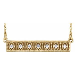14K Yellow .06 CTW Natural Diamond Bar 16-18" Necklace 