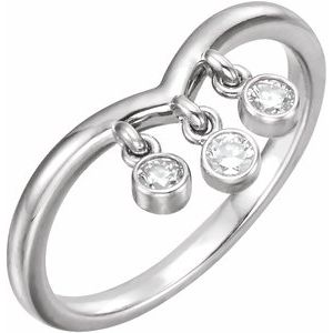 Sterling Silver 1/5 CTW Natural Diamond Three-Stone Fringe V Ring     