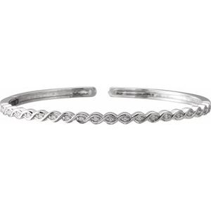 14K White 1/6 CTW Natural Diamond Stackable Bangle 7" Bracelet   