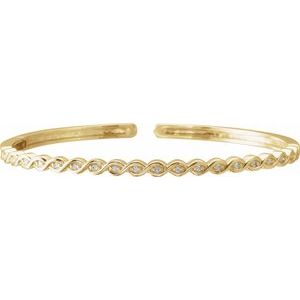 14K Yellow 1/6 CTW Natural Diamond Stackable Bangle 7" Bracelet   