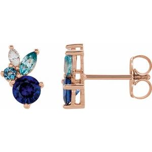 14K Rose Natural Multi-Gemstone Earrings