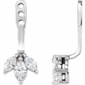 Platinum 1/4 CTW Natural Diamond Cluster Front-Back Earring Jackets 