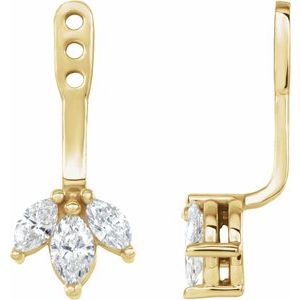 14K Yellow 1/4 CTW Natural Diamond Cluster Front-Back Earring Jackets 