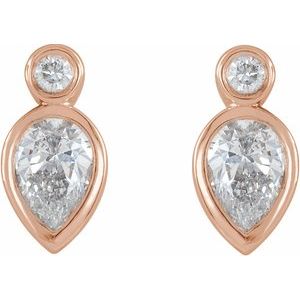 14K Rose 1/3 CTW Natural Diamond Bezel-Set Earrings