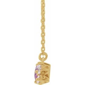 14K Yellow Natural Pink Sapphire & 1/6 CTW Natural Diamond 16" Necklace