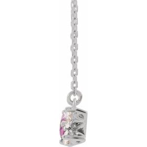 14K White Natural Pink Sapphire & 1/6 CTW Natural Diamond 18" Necklace