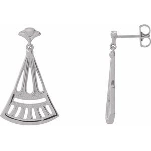 14K White Vintage-Inspired Dangle Earrings    