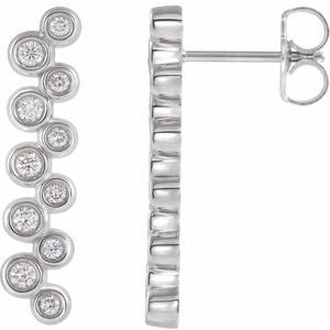 Sterling Silver 1/3 CTW Natural Diamond Bezel-Set Bar Earrings