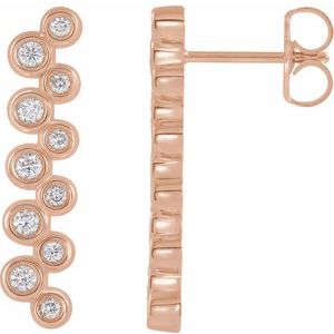 14K Rose 1/3 CTW Natural Diamond Bezel-Set Bar Earrings