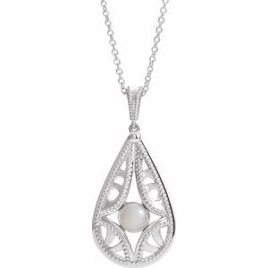 14K White Cultured White Freshwater Pearl Vintage-Inspired 16-18" Necklace