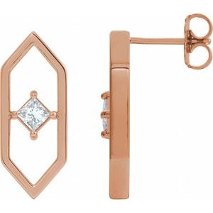 14K Rose 1/3 CTW Natural Diamond Geometric Earrings