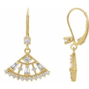 14K Yellow 3/4 CTW Natural Diamond Fan Earrings