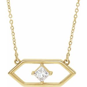 14K Yellow 1/4 CTW Natural Diamond Geometric 16" Necklace