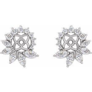 Platinum 7/8 CTW Natural Diamond Earring Jackets with 6 mm ID