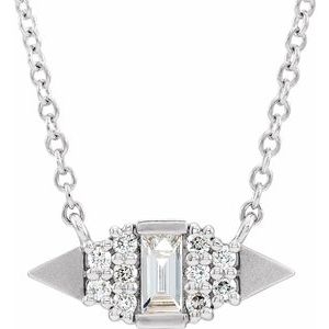 Platinum 1/6 CTW Natural Diamond Geometric 16" Necklace