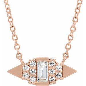 14K Rose 1/6 CTW Natural Diamond Geometric 18" Necklace