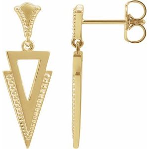 14K Yellow Geometric Dangle Earrings