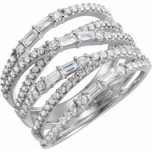 14K White 1 CTW Natural Diamond Negative Space Ring