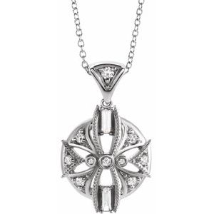 Platinum 1/4 CTW Natural Diamond Vintage-Inspired 16-18" Necklace 